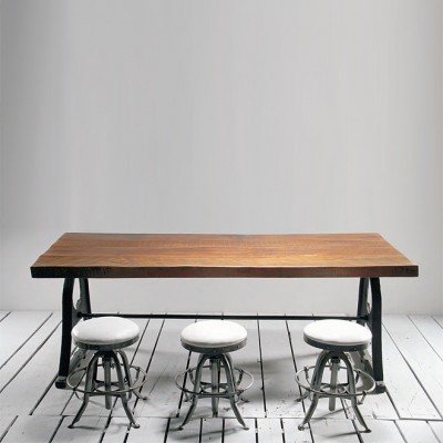 INDUSTRIAL COMMUNITY TABLE MRC11 Community table with aged finish timber top and machine style base. 3 sizes available for order.